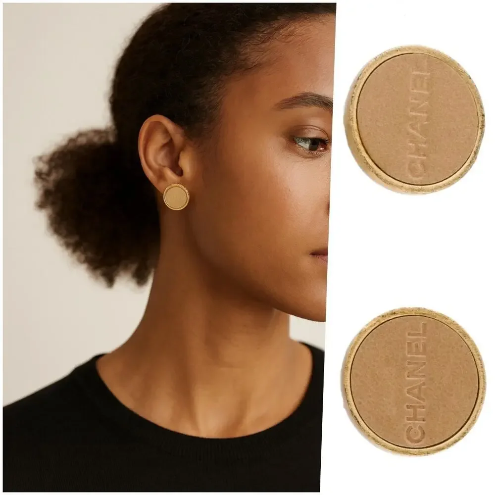 Chanel Leather Logo Clip-On Earrings